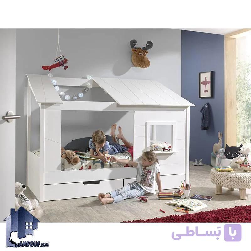 تخت خواب کودک و نوجوان کلبه CHE130 — تصویر 1