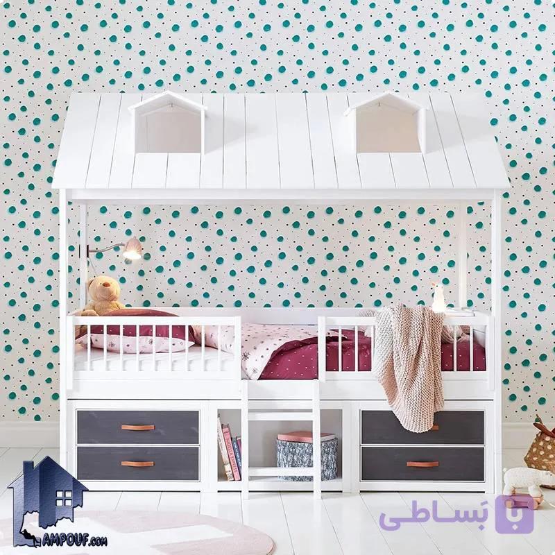 تخت خواب کودک و نوجوان کلبه CHE131 — تصویر 1