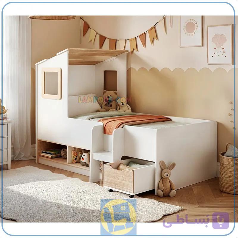 تخت خواب کودک و نوجوان کلبه CHE135 — تصویر 1