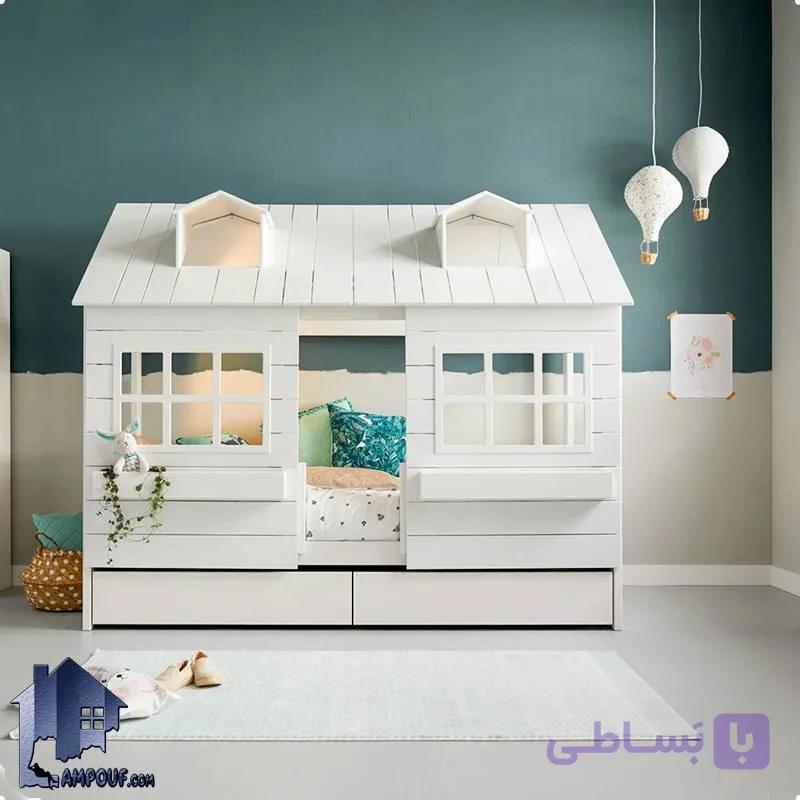تخت خواب کودک و نوجوان کلبه CHE133 — تصویر 1