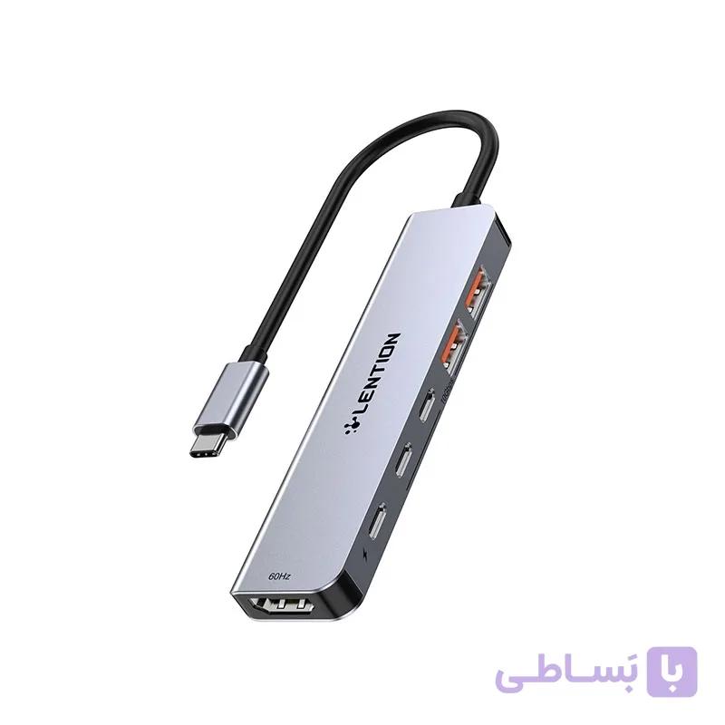 هاب 6 پورت LENTION USB A +USB C سری LUXURY مدلCS35 — تصویر 1