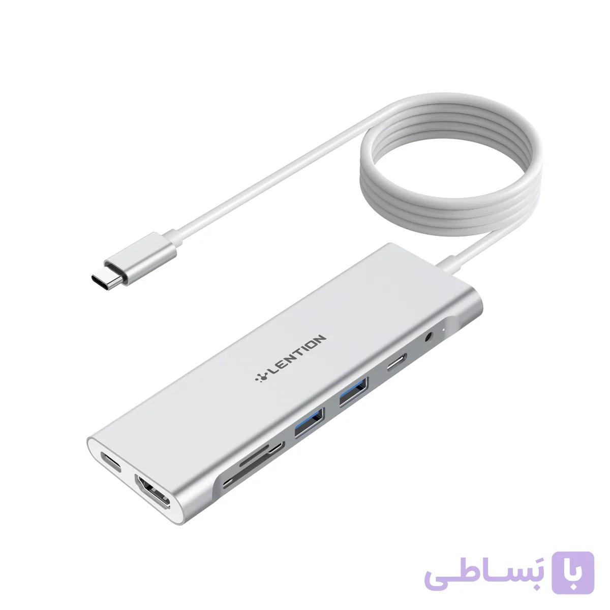 هاب 8 پورت LENTION USB-C سری SAILINGمدل C37-1M — تصویر 1