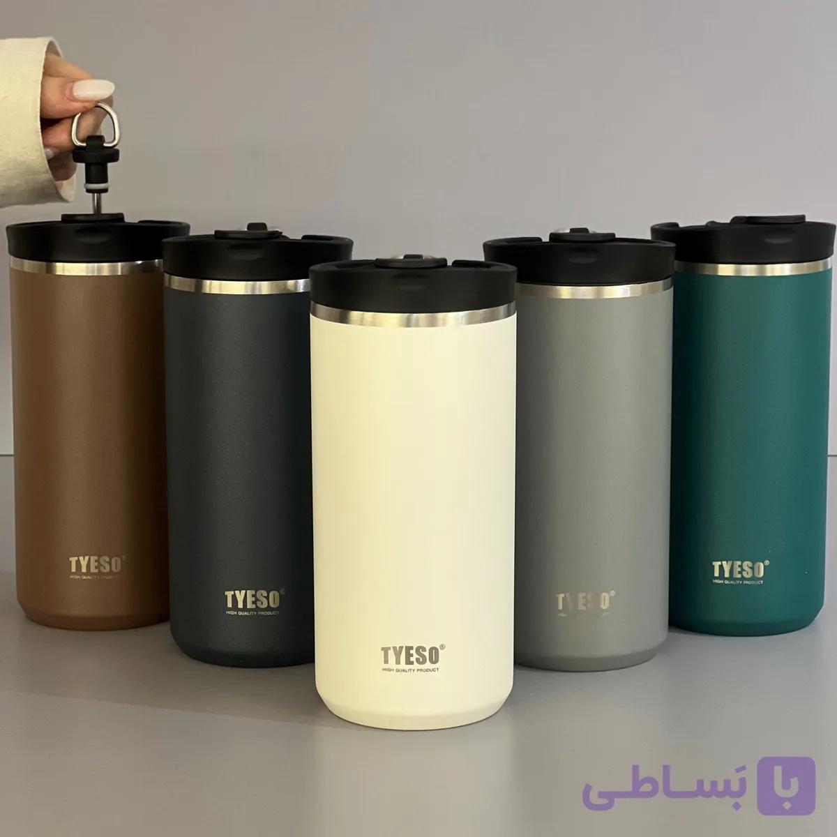 تراول ماگ تایسو فرنچ پرس دار 600 میل شاین دار (Tyeso) کد 0492 — تصویر 1