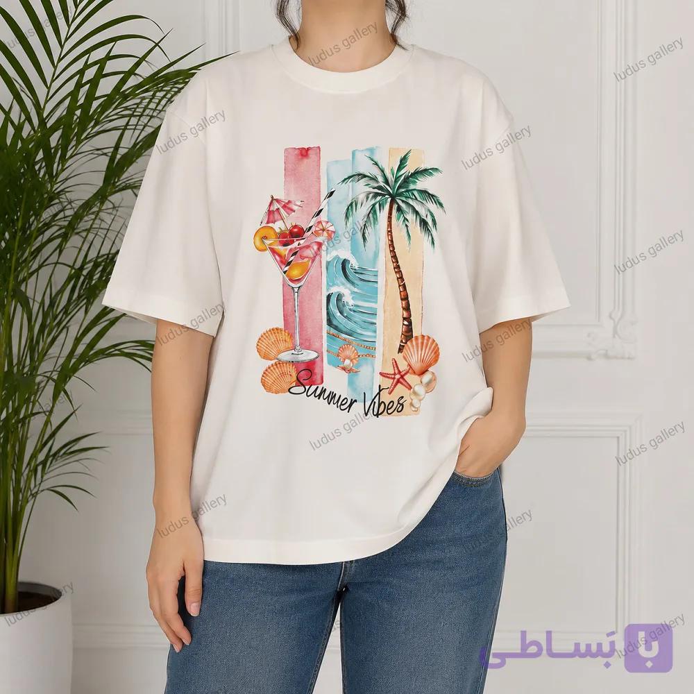 تیشرت سامر زنانه در طرح متنوع — تصویر 1