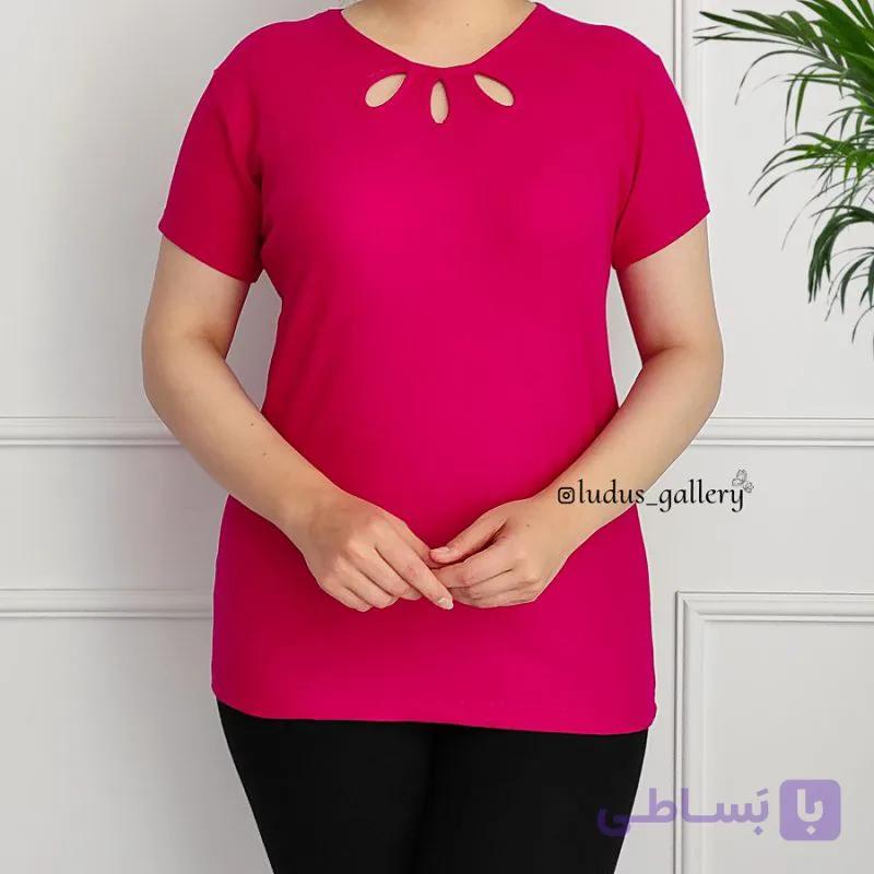 تیشرت کبریتی زنانه مدل یقه سه اشکی کد TSH90 — تصویر 1