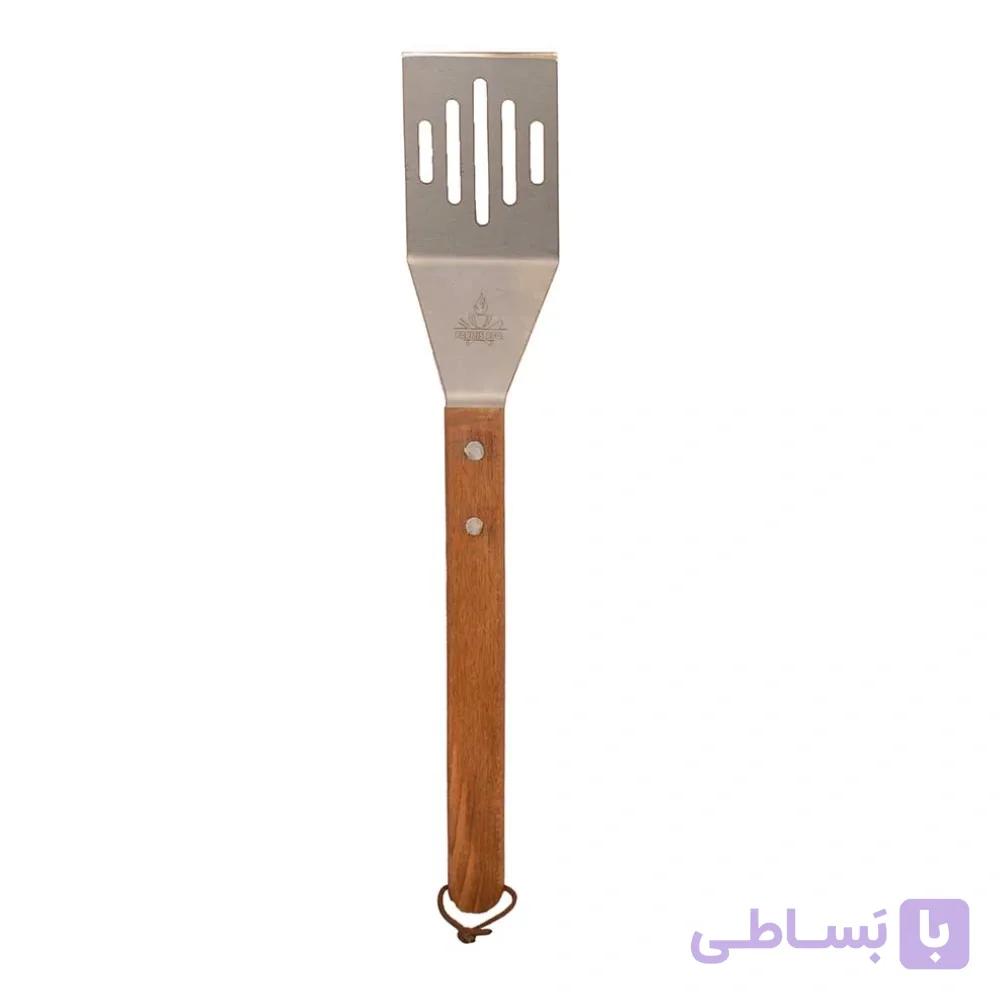 کفگیر استیل دسته چوبی پارمیس کد 107253 — تصویر 1