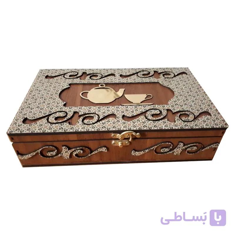 باکس دمنوش چوبی طرح کلاسیک — تصویر 1