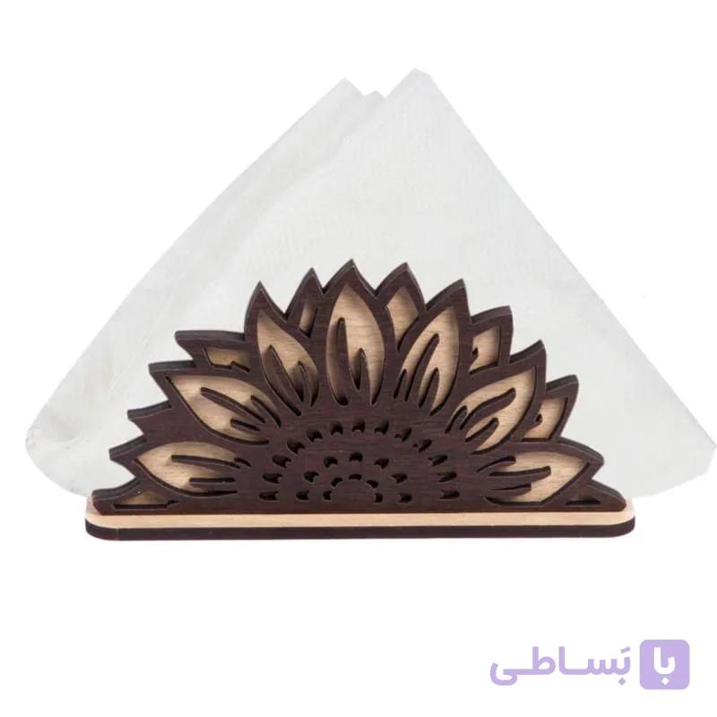 جادستمال کاغذی رومیزی چوبی طرح گل — تصویر 1