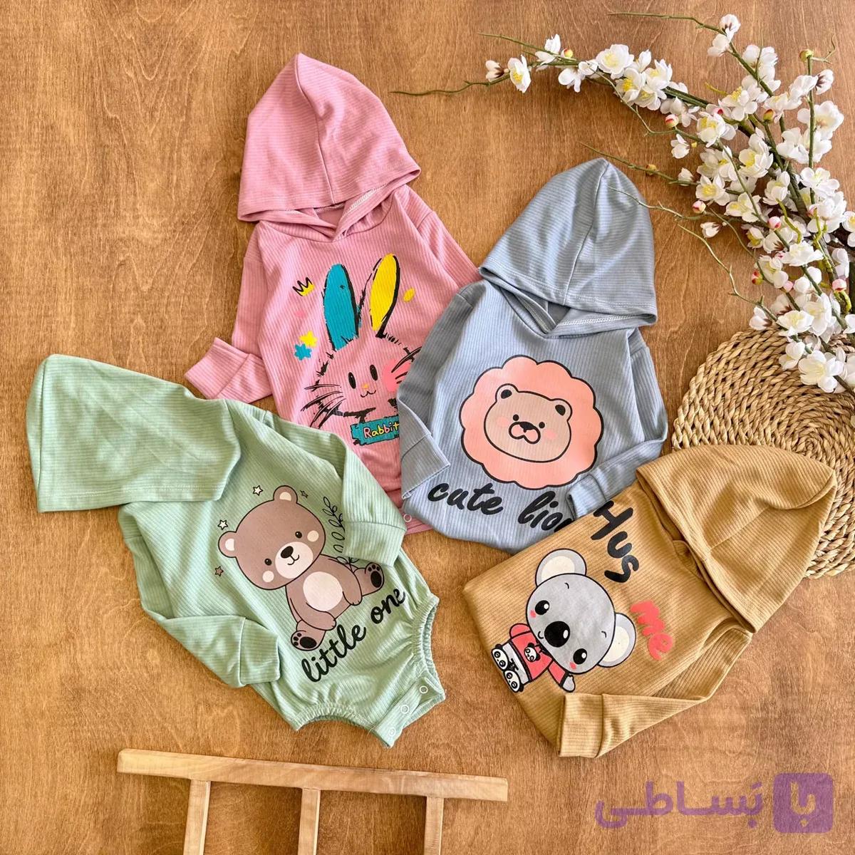 بادی آستین بلند کلاهدار کبریتی 4 طرح کد 6938 — تصویر 1