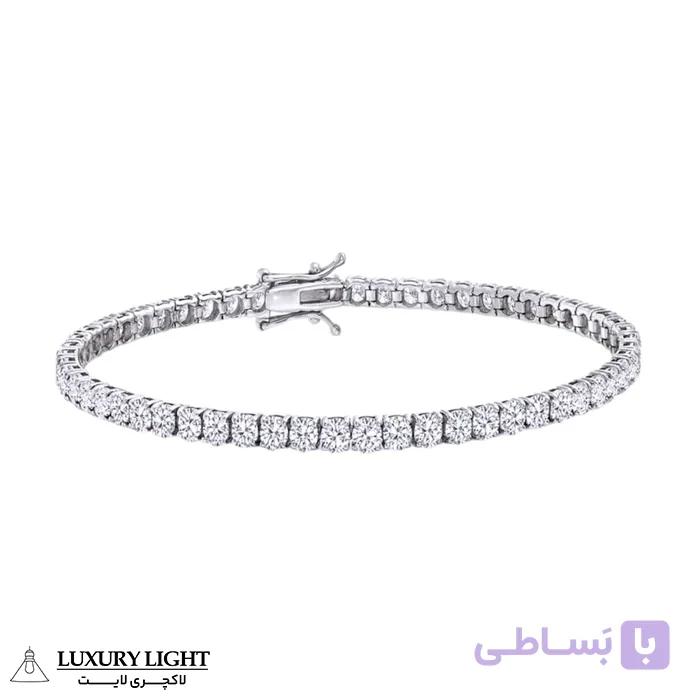 دستبند نقره زنانه مدل تنیسی رودیوم کد 15 — تصویر 1