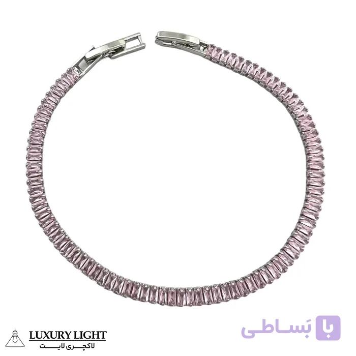 دستبند زنانه سنگی مدل تنیسی با آبکاری طلا کد 8 — تصویر 1