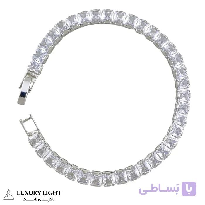 دستبند زنانه تنیسی روکش رودیوم کد 6 — تصویر 1