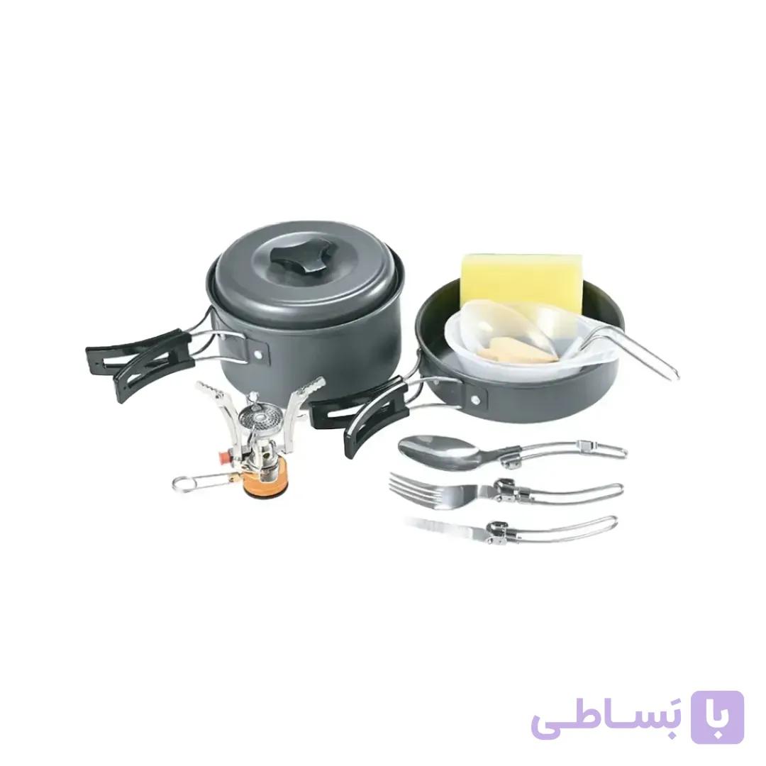 ست ظروف آشپزی کمپینگ 10 پارچه گرین لاین همراه اجاق گاز سفری — تصویر 1