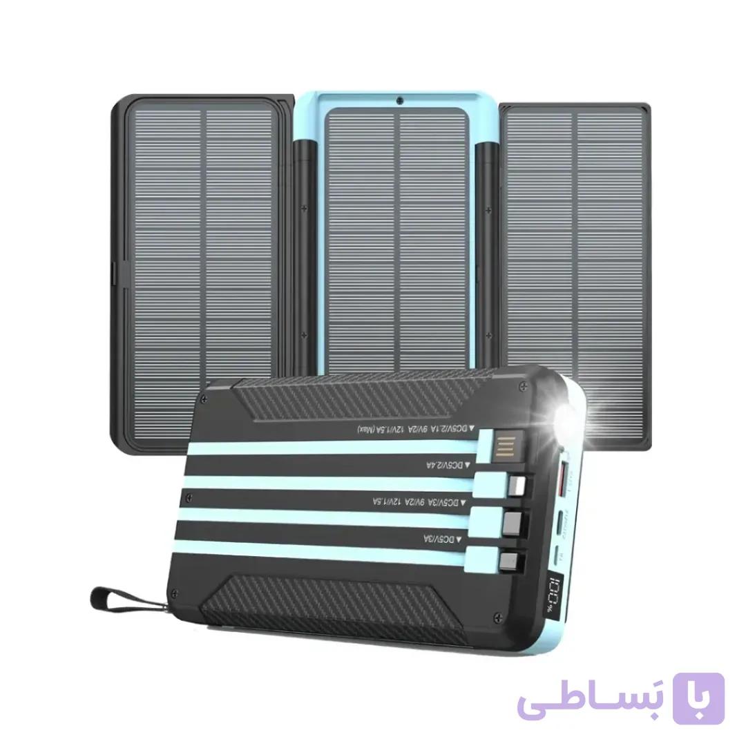 پاوربانک خورشیدی 16000 میلی آمپر پاورولوژی با 4 کابل داخلی — تصویر 1
