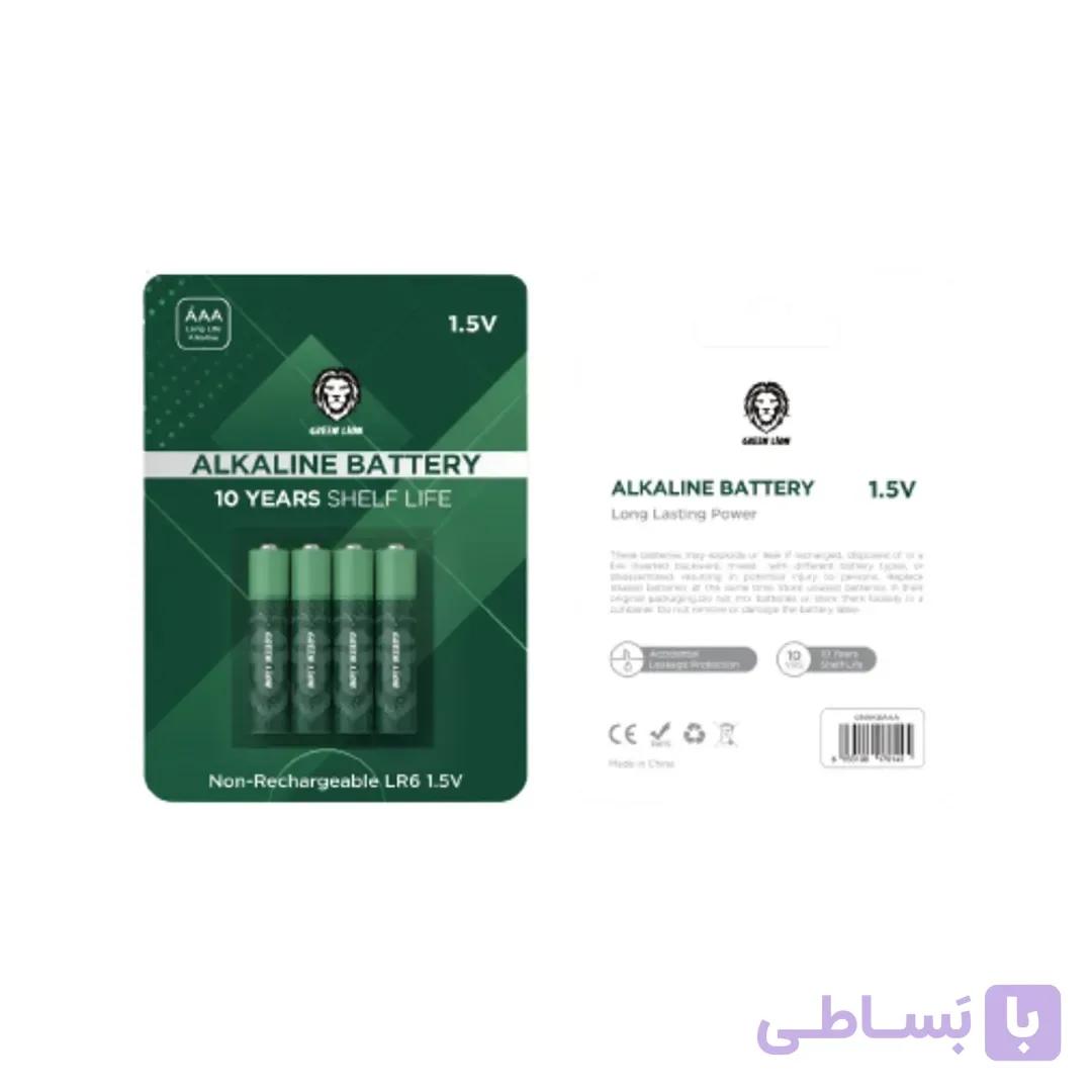 باتری قلمی 1.5 ولت گرین لاین مدل Alkaline بسته 4 عددی