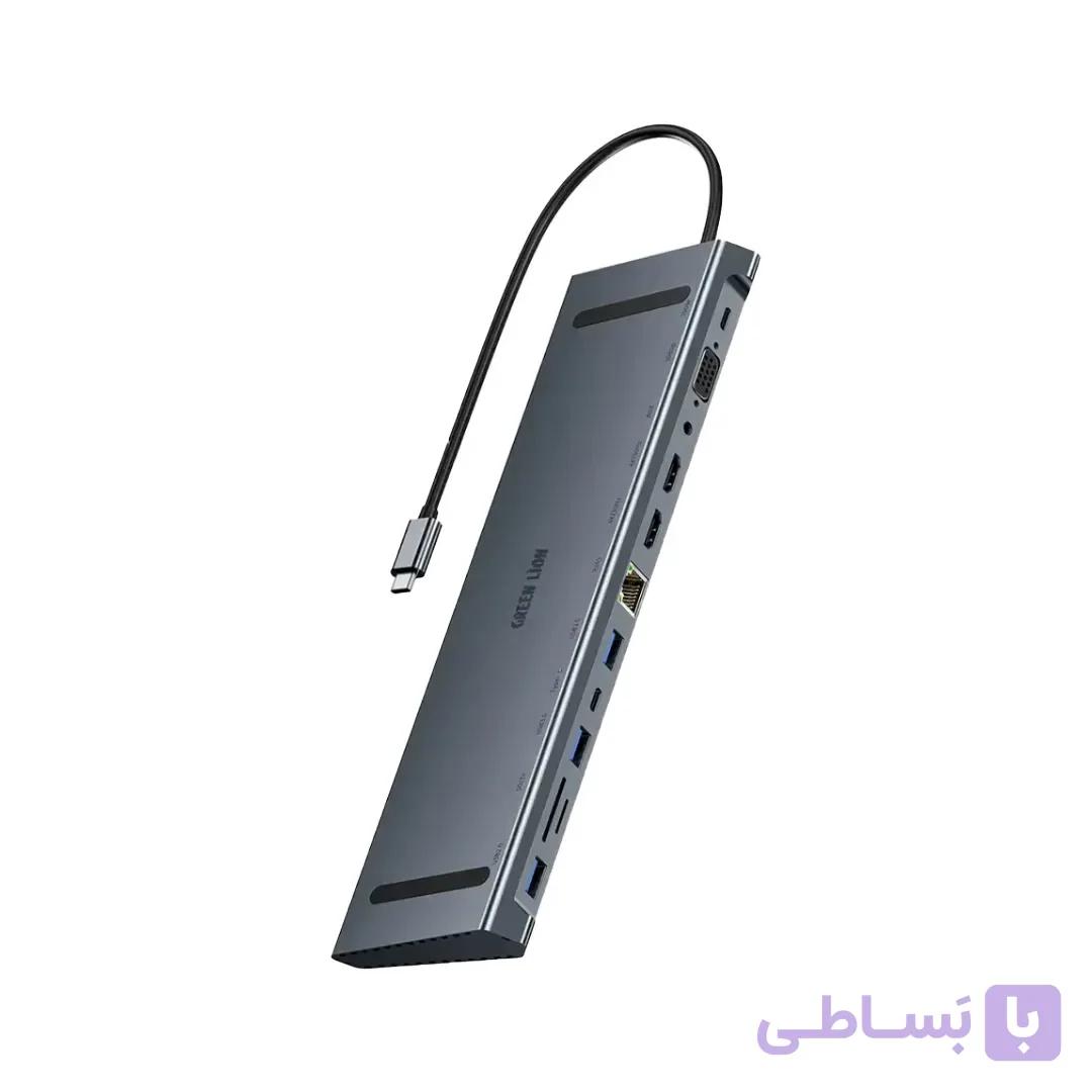 هاب و مبدل 12 پورت تایپ C گرین لاین دارای پورت LAN و HDMI — تصویر 1