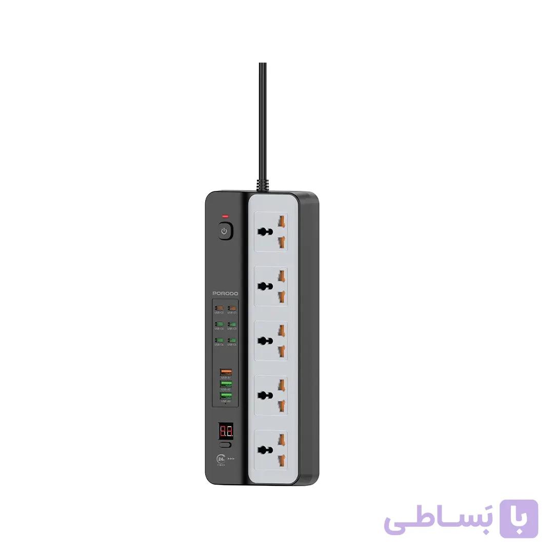 چندراهی و محافظ برق تایمردار 3000 وات پرودو مدل Universal Power Strip — تصویر 1