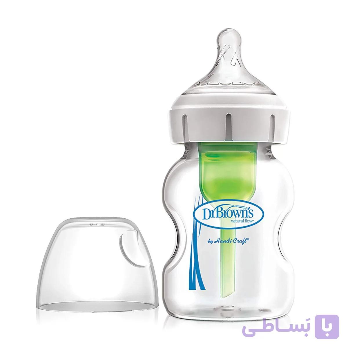 شیشه شیر پیرکس عریض 150 میل آپشن پلاس Drbrowns