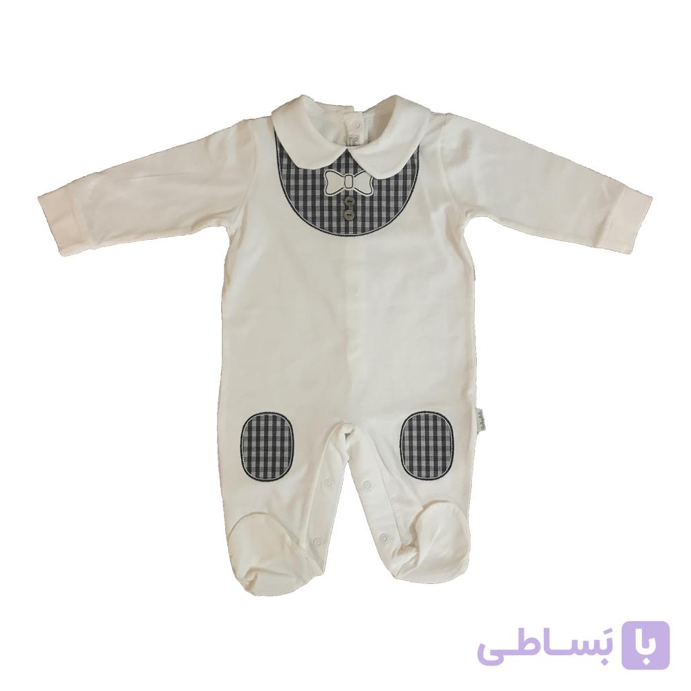 لباس سرهمی نوزادی پسرانه دخترانه طرح پاپیون مشکی کد40284 ترک|تابستانی و زمستانی|لباس سیسمونی