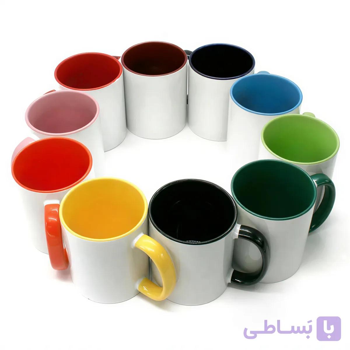 چاپ روی لیوان ماگ سرامیکی دسته و داخل رنگی — تصویر 1