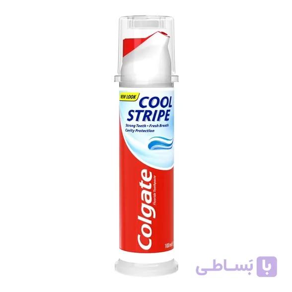 خمیردندان پمپی کلگیت Colgate مدل Cool Stripe حجم 100 میلیلیتر