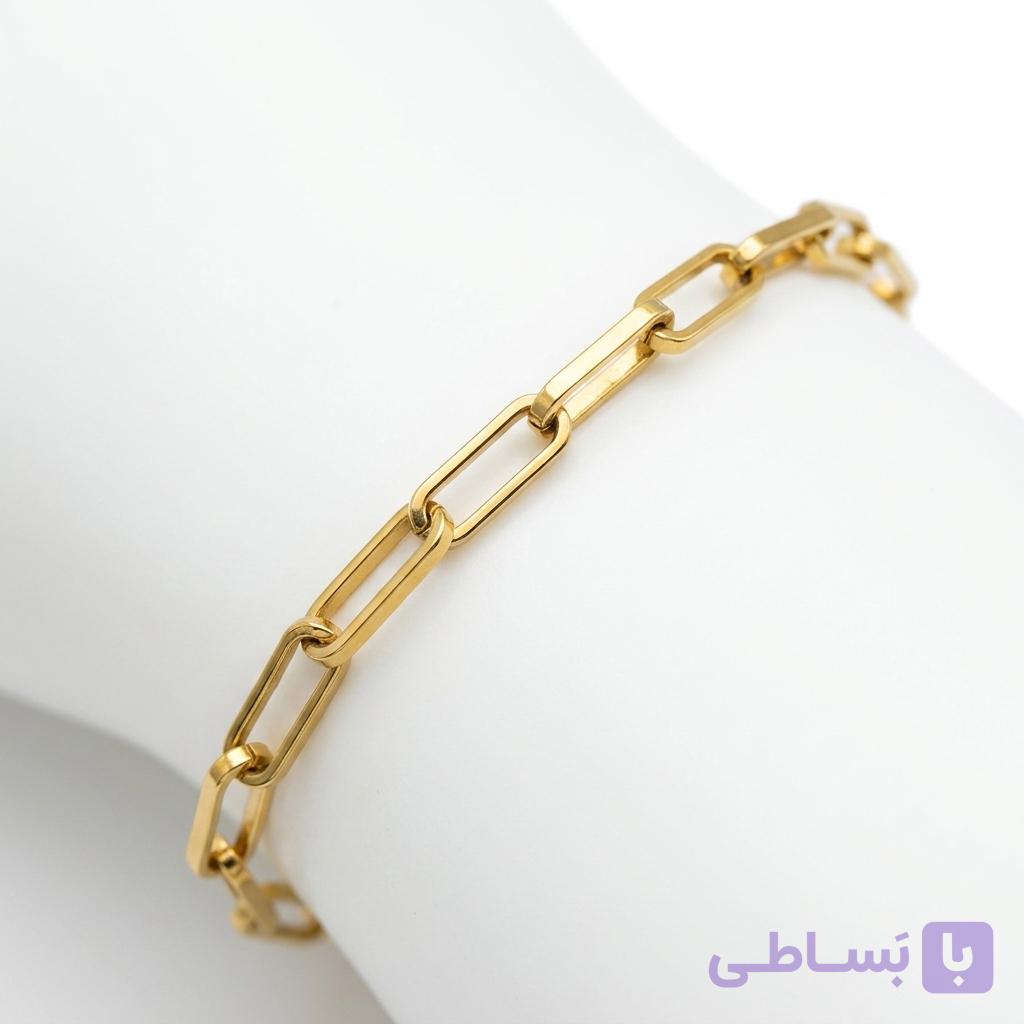 خرید و قیمت دستبند مستطیل استیل طلایی — تصویر 1