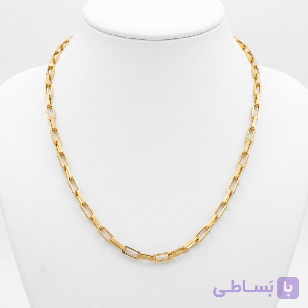خرید و قیمت گردنبند مستطیل استیل طلایی — تصویر 1