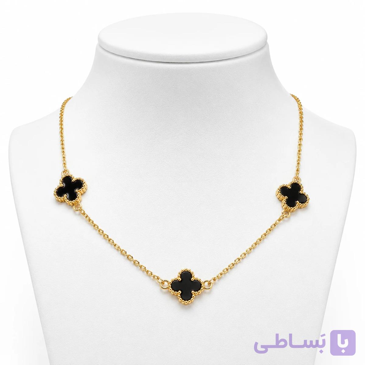 خرید و قیمت گردنبند ون کلیف استیل رنگ طلایی و نقره ایی — تصویر 1