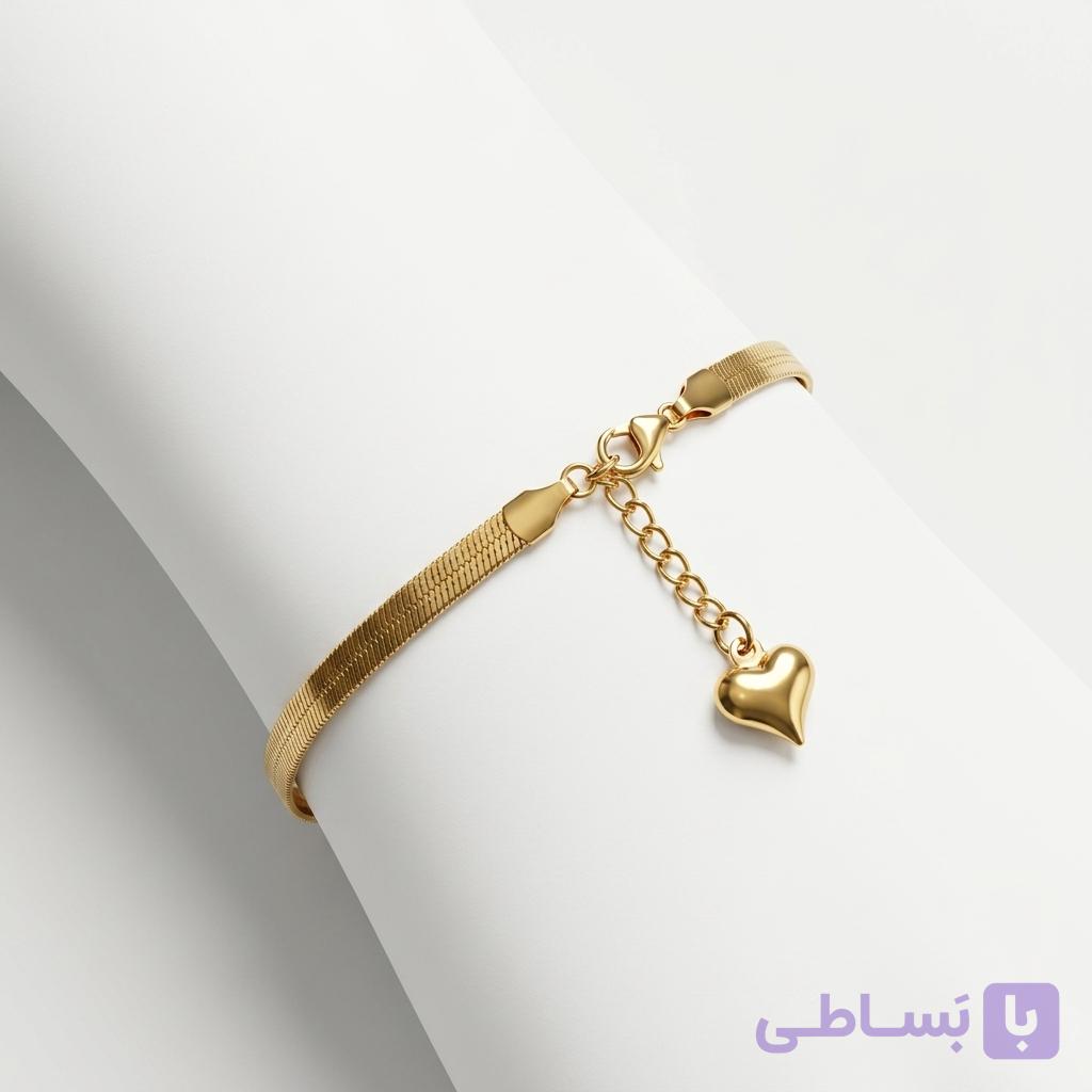 خرید ,قیمت دستبند ماری طلایی آویز قلب استیل — تصویر 1