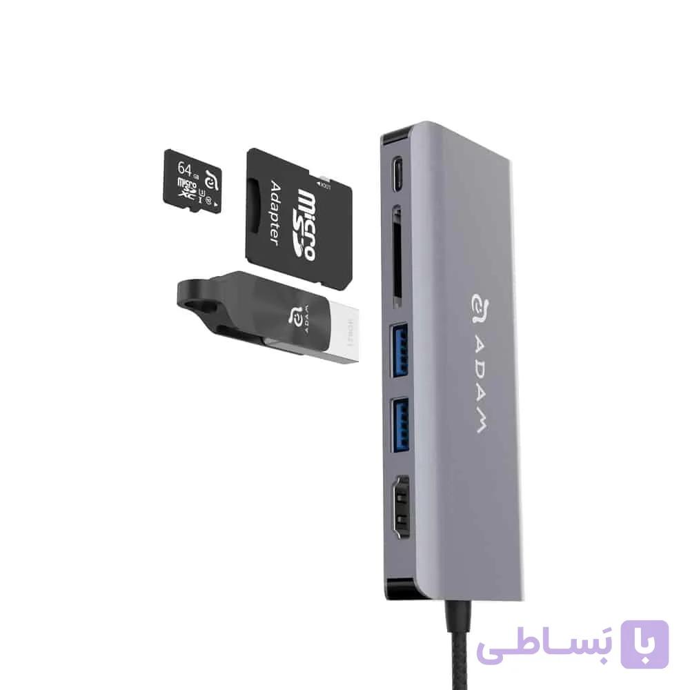 هاب شش پورت USB-C آدام المنتس با توان شارژ ۱۰۰ وات مدل Casa Hub A01 — تصویر 1