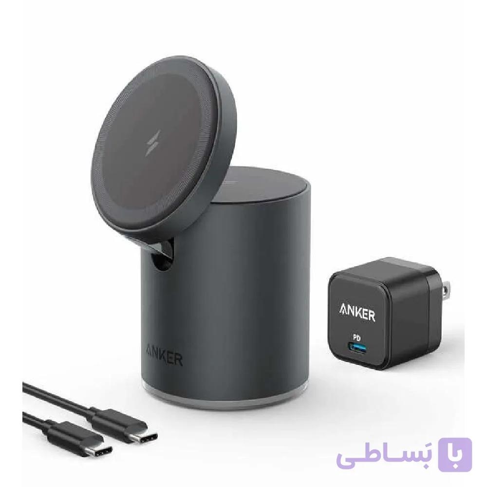 شارژر بی سیم انکر Magnetic Wireless Charger MagGo – مدل B2568 – رنگ سفید — تصویر 1