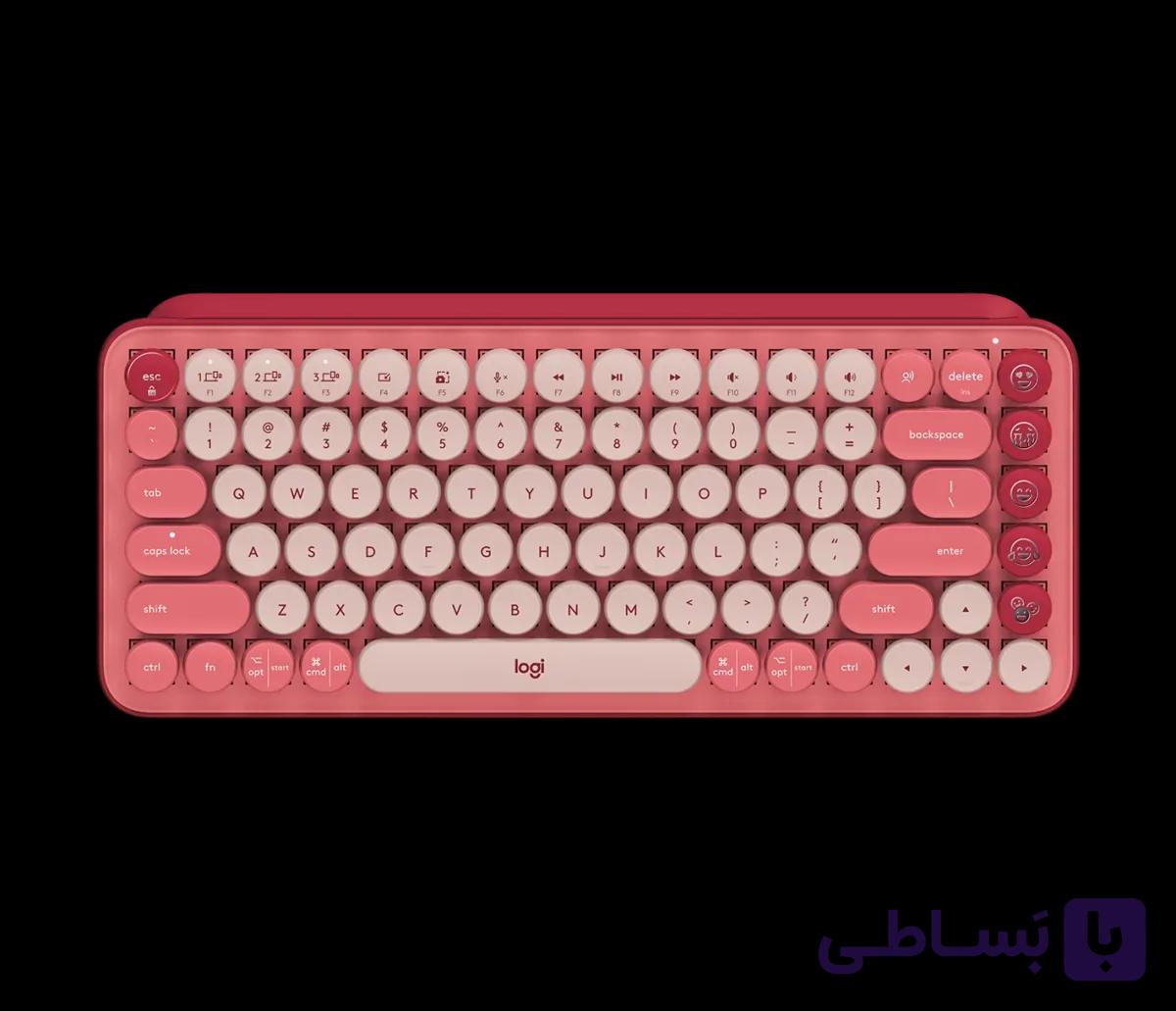 کیبورد مکانیکال لاجیتک مدل POP Keys ـ رنگ صورتی مدل ( heart breaker ) — تصویر 1