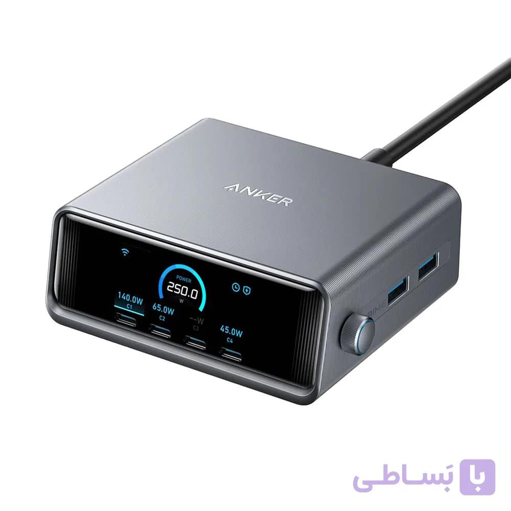 شارژر رومیزی انکر 6 پورت 250 وات مدل Anker Charger Prime 250W pro+ A2345 رنگ مشکی