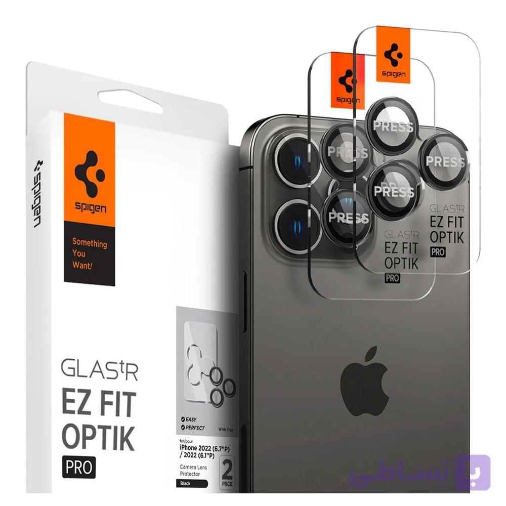 محافظ لنز دوربین اسپیگن مدل EZ Fit Optik Pro برای iPhone 14 Pro Max/iPhone 14 Pro بسته ۲ تایی — تصویر 1