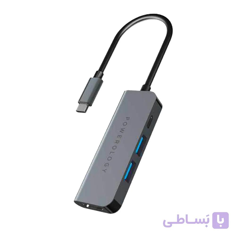 هاب چهار پورت USB-C پاورولوجی مدل P4CHBGY — تصویر 1