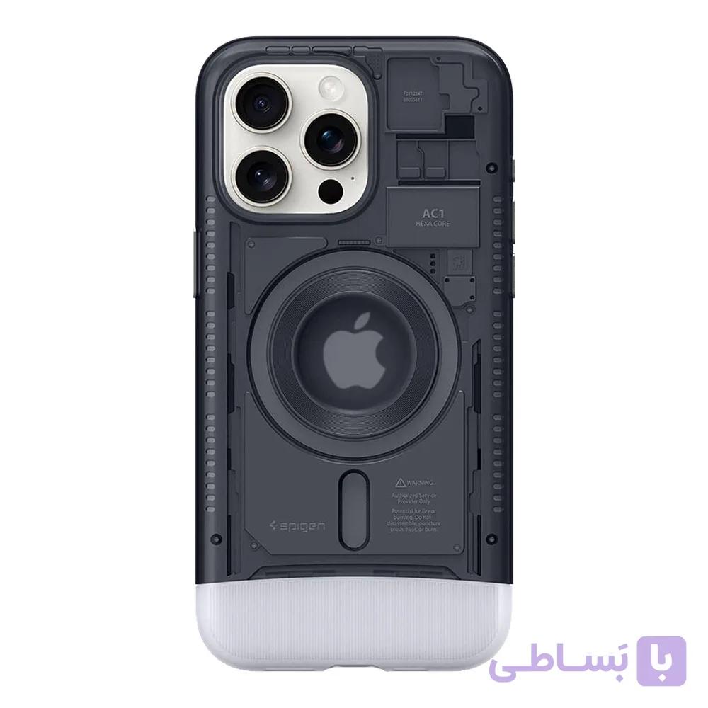قاب آیفون ۱۵ پرو مکس اسپیگن Spigen Classic C1 (MagFit) for iPhone 15 Pro Max سبز آبی — تصویر 1