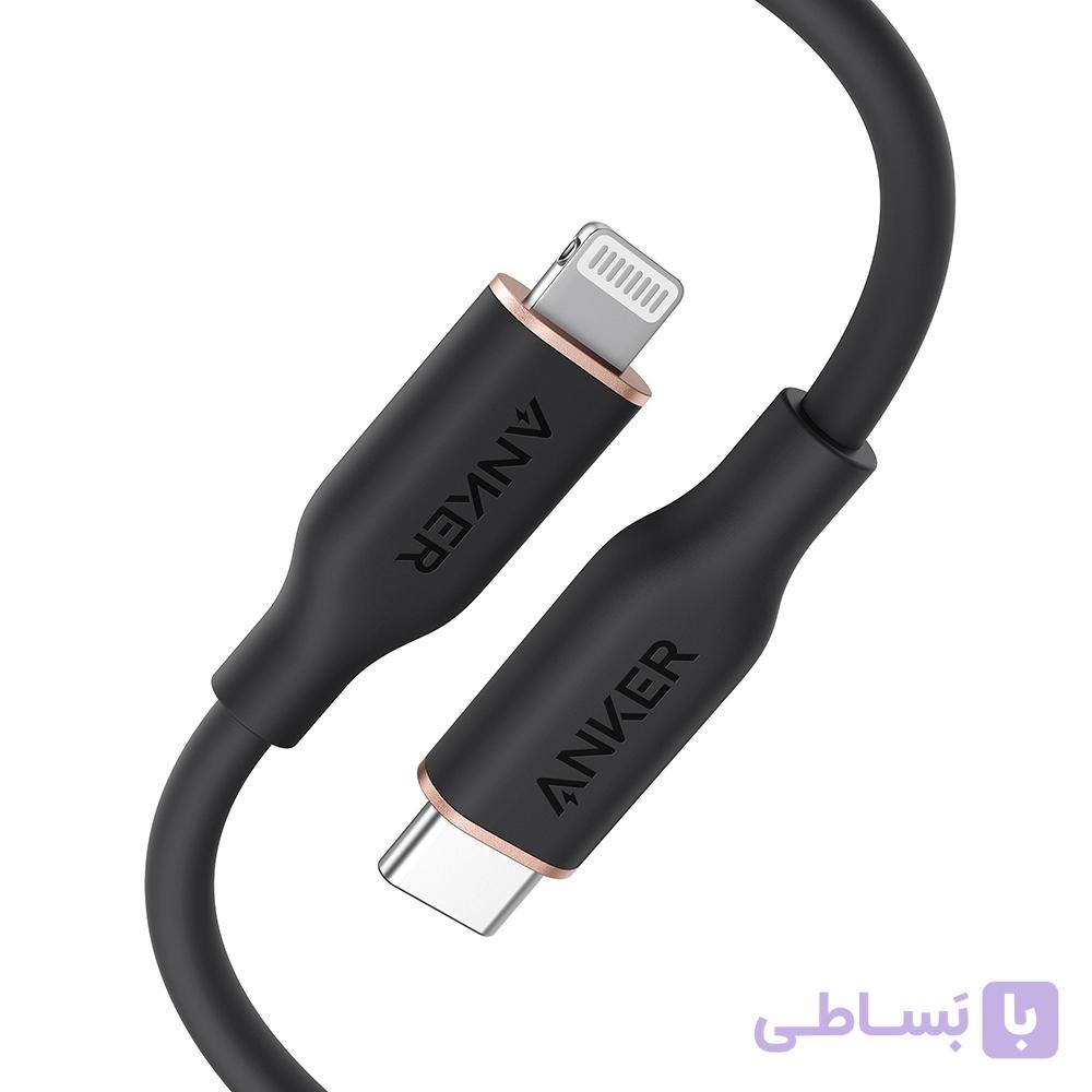 کابل شارژ USB-C به لایتنینگ ۱ متری انکر مدل Anker Suprisingly soft A8662 رنگ مشکی — تصویر 1