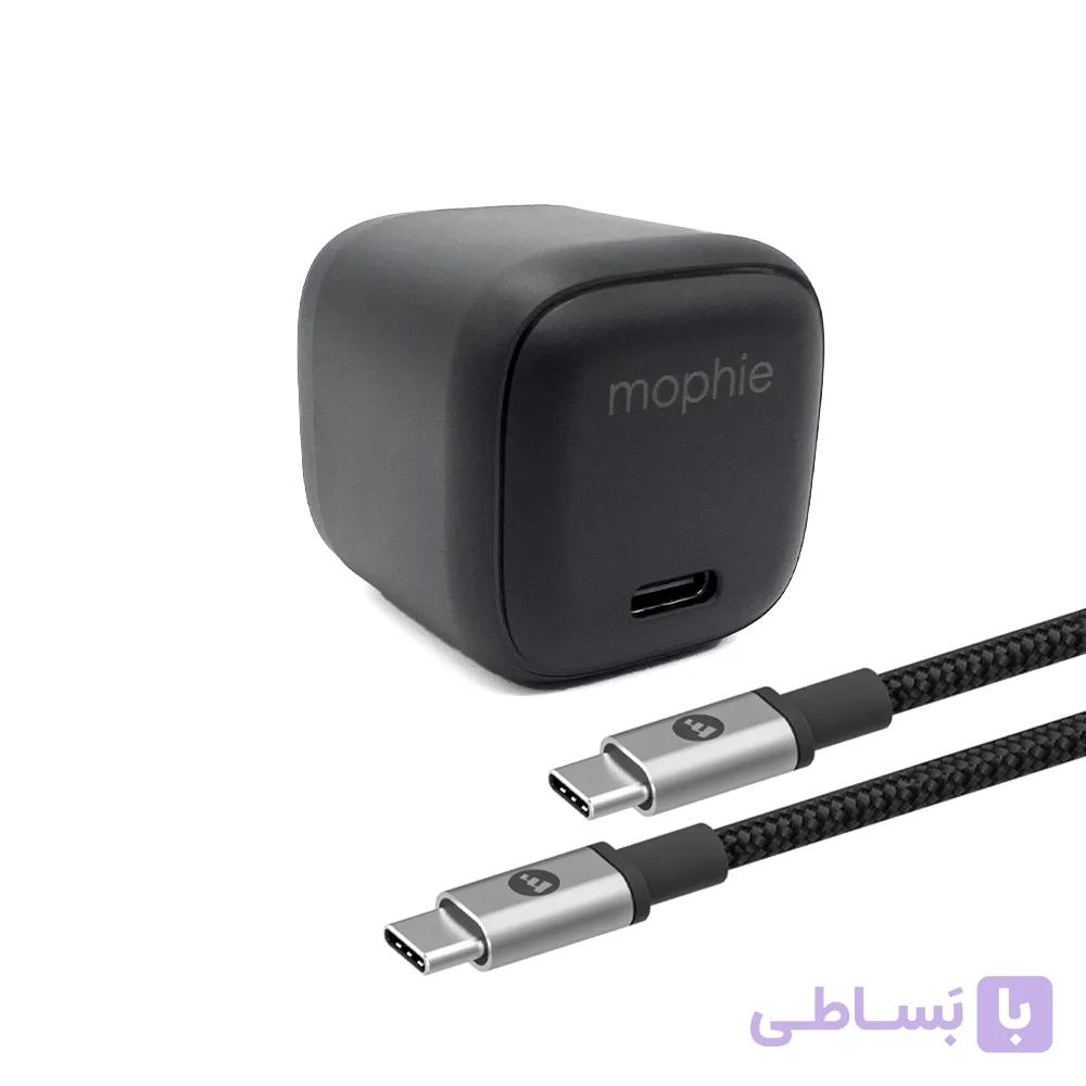 شارژر دیواری موفی ۳۰ وات به همراه کابل دو سر Type-C رنگ خاکستری — تصویر 1