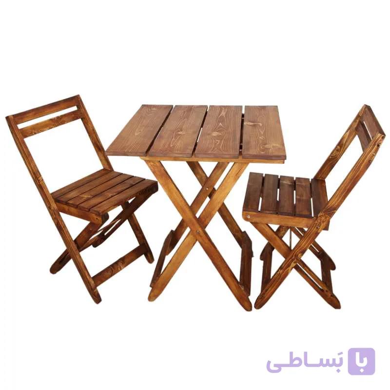میز و صندلی تاشو سفری مدل چوبی بسته 3 عددی — تصویر 1