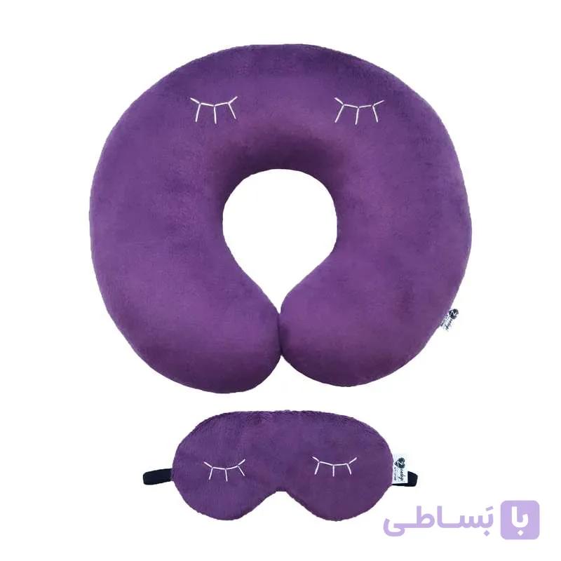 بالش دور گردنی گروه هنری زندگی طرح مژه ای به همراه چشم بند خواب