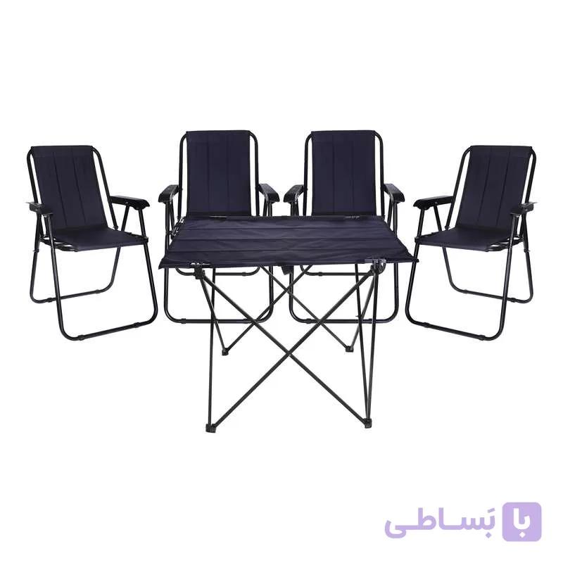 میز و صندلی تاشو سفری 4 نفره مدل  فوم دار 9 فنره کد APD بسته 5 عددی — تصویر 1