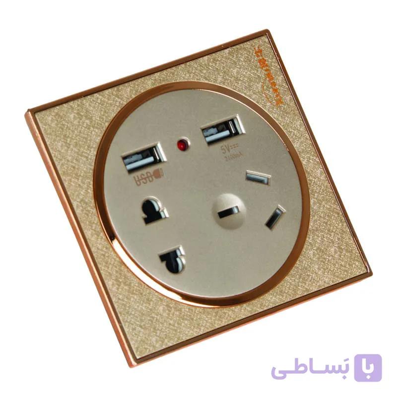 پریز برق و USB / طلایی — تصویر 1