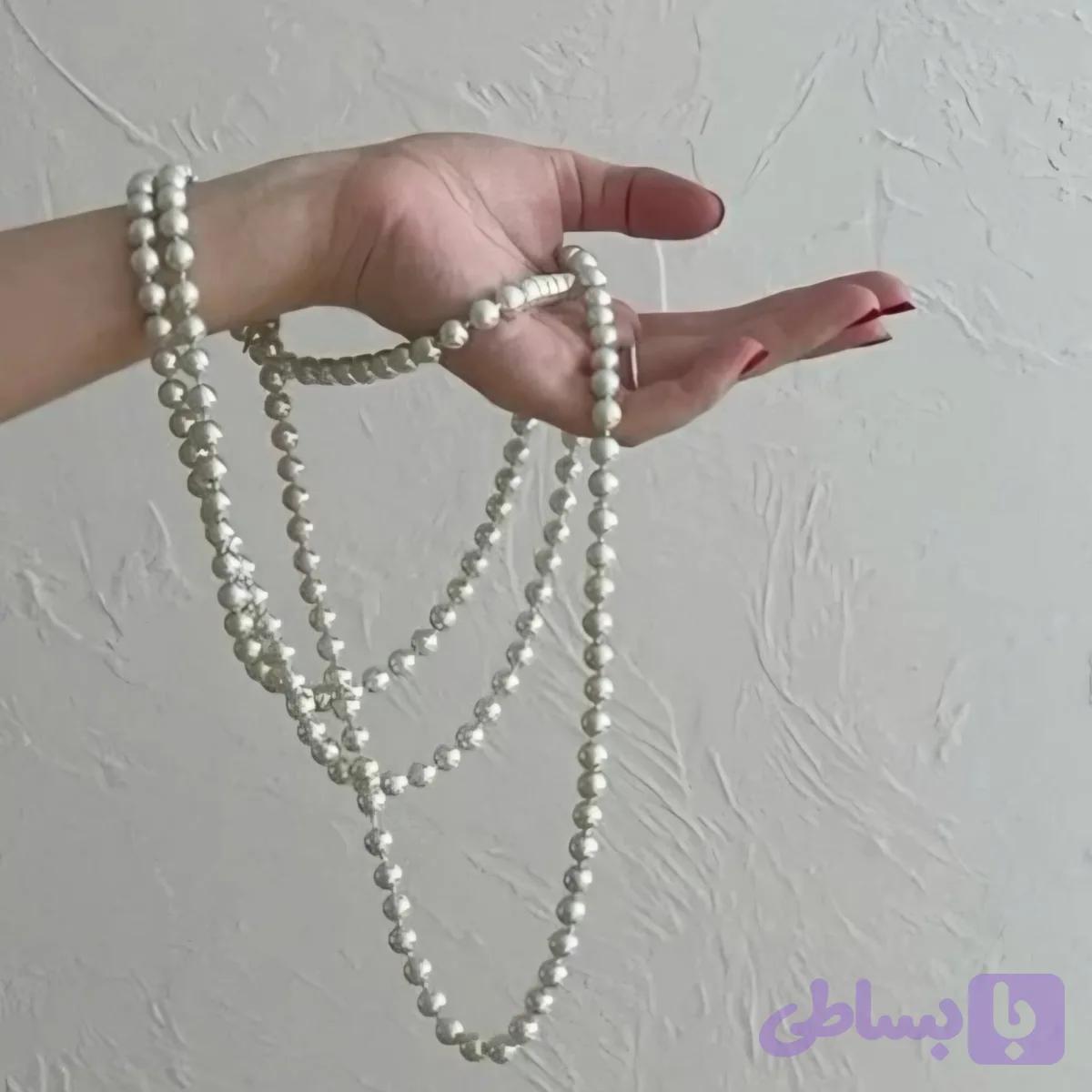 گردنبند مرواریدی بلند