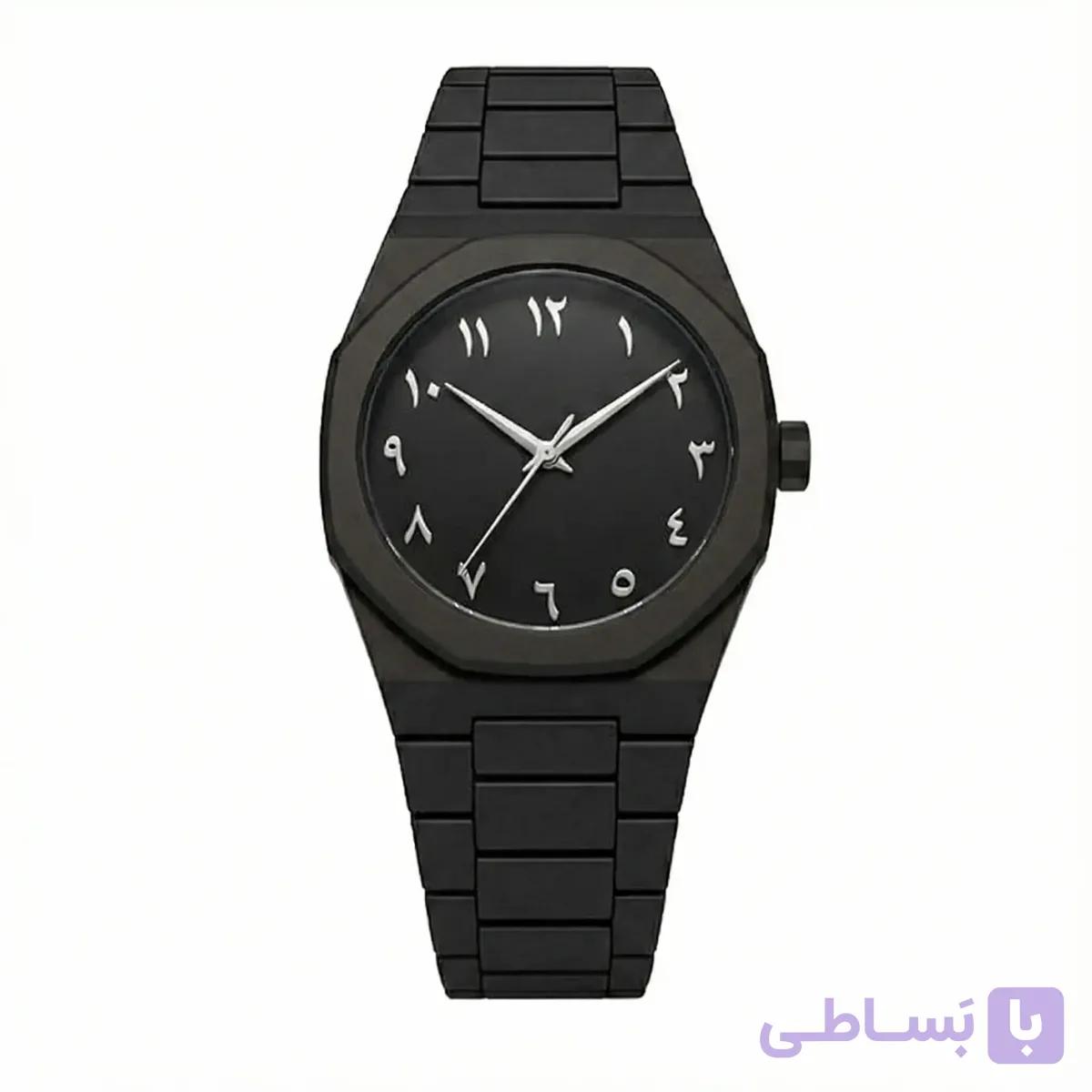 ساعت مچی مردانه فول بلک کیفیت عالی عقربه نقره‌ای — تصویر 1