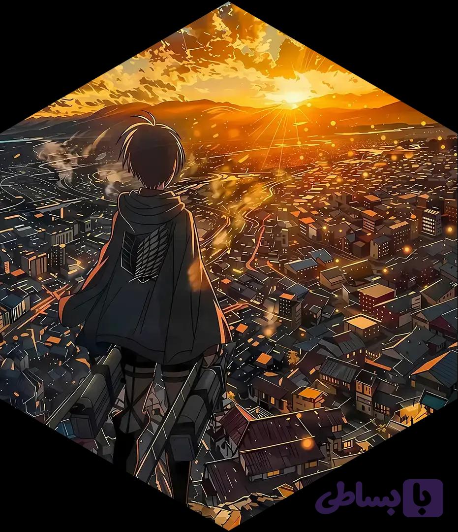 متال پوستر شش ضلعی طرح Attack On Titan کد L2605