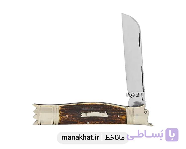 قلمتراش تک تیغ یک سرمرغی دسته شاخ گوزن 14 سانت استاد جواد توسلی — تصویر 1