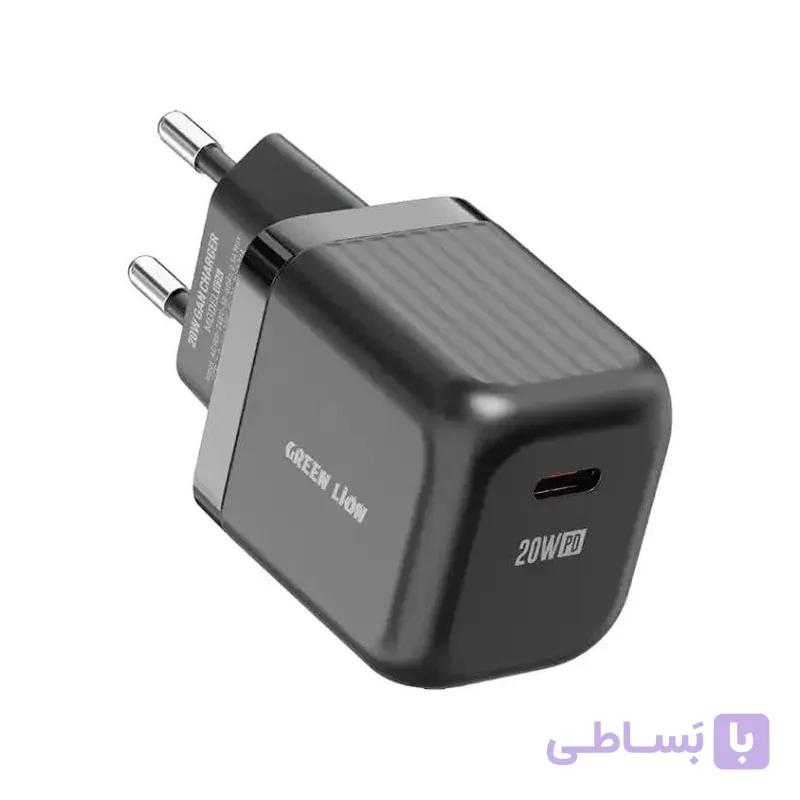 شارژر دیواری GaN گرین لاین 2 پین EU USB-C 20W — تصویر 1