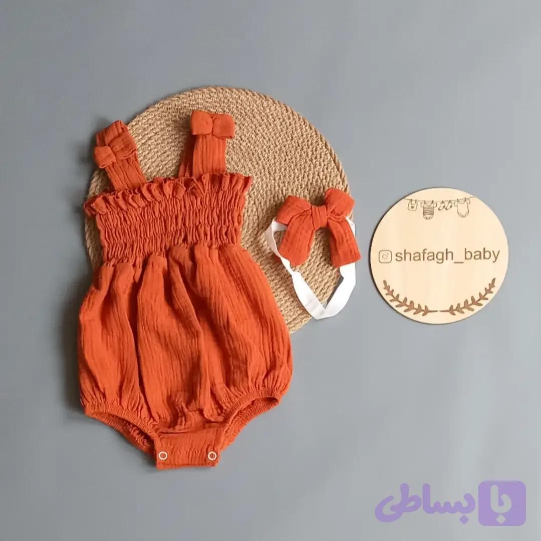 بادی موسلین بچگانه جنس موسلین درجه یک رنگ آجری