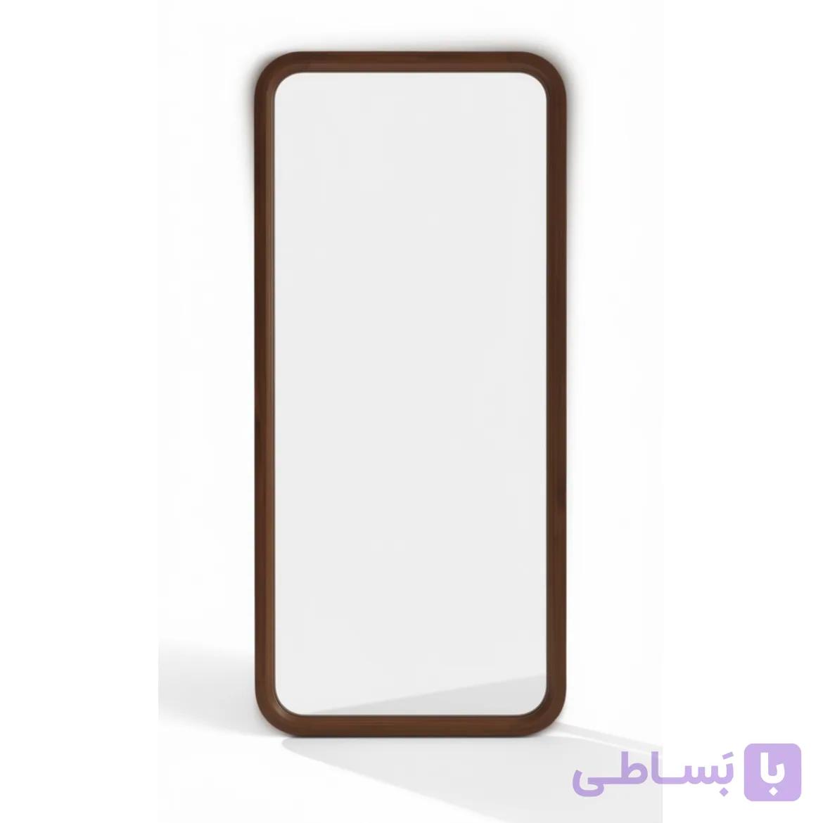 آینه قدی مدل مستطیل ساده با قاب چوب روس طبیعی - طراحی مدرن و کاربردی
