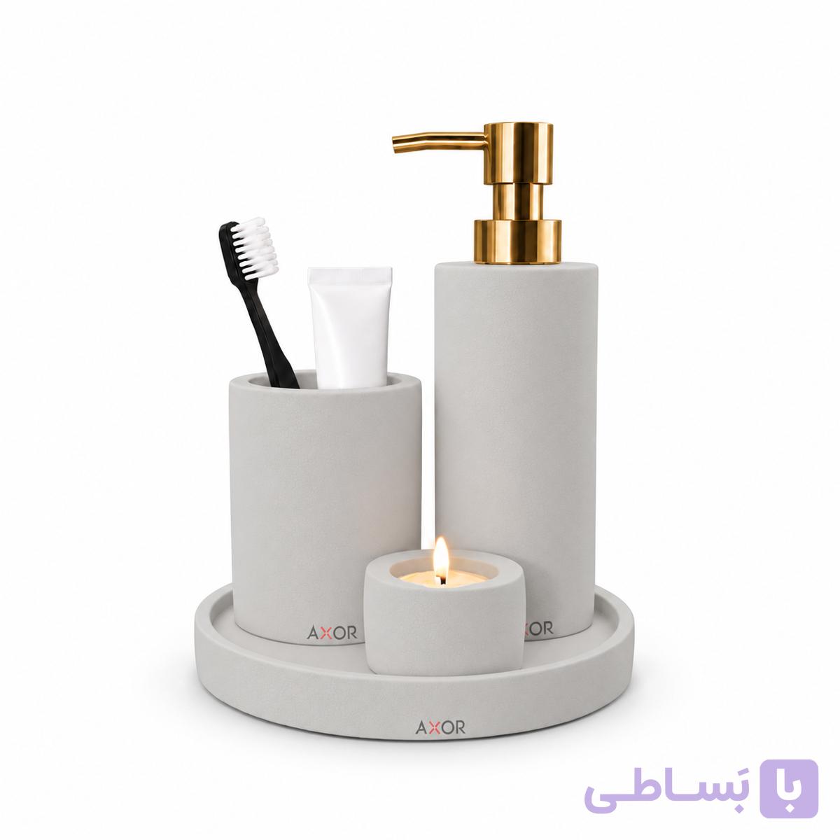 نیم ست سنگی سرویس بهداشتی AXOR مدل ساویا (Savya) طوسی \پمپ طلایی